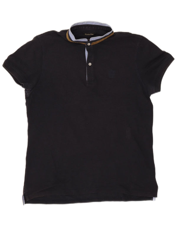 Massimo Dutti Mens Polo Shirt Medium Navy Blue