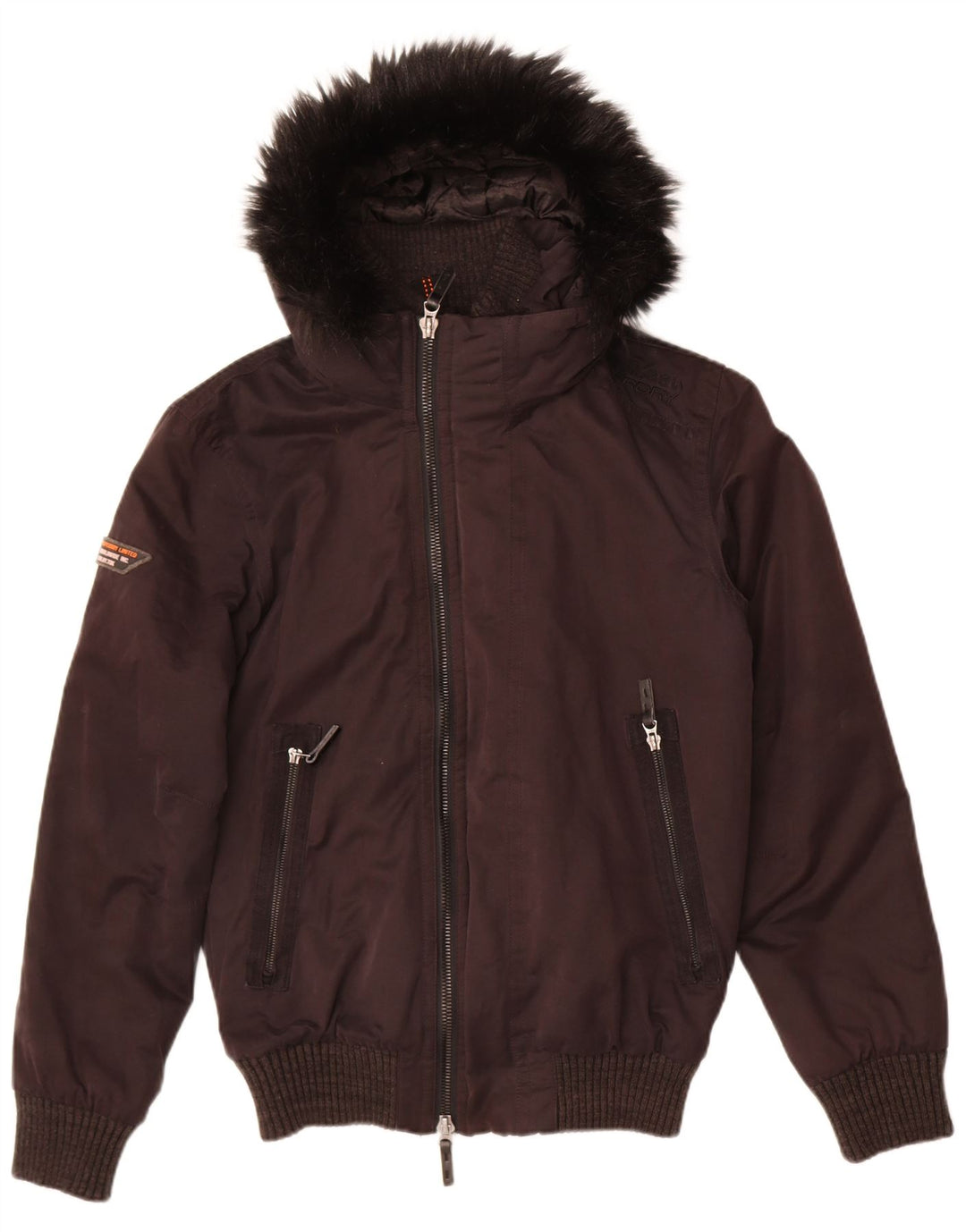 Мужская куртка-бомбер с капюшоном Superdry UK 38, средний черный полиэстер