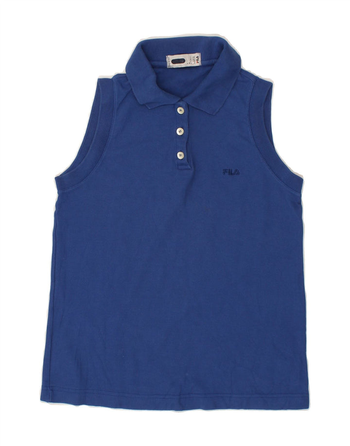 FILA Womens Sleeveless Polo Shirt IT 42 Medium Navy Blue Vintage Fila and Second-Hand Fila from Messina Hembry 