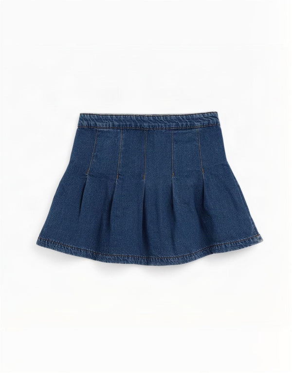 Джинсовая плиссированная юбка Marks & Spencer для девочек 10–11 лет, W24, синяя, хлопок