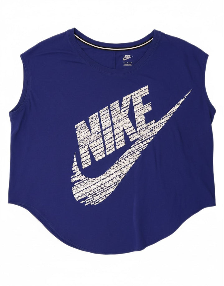 NIKE Womens Oversized Graphic Vest Top UK 18 XL Blue Cotton