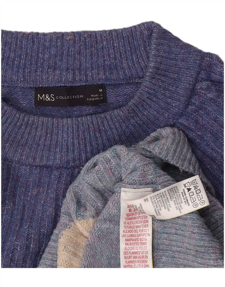 Женский джемпер с круглым вырезом Marks & Spencer UK 14, средний синий в полоску