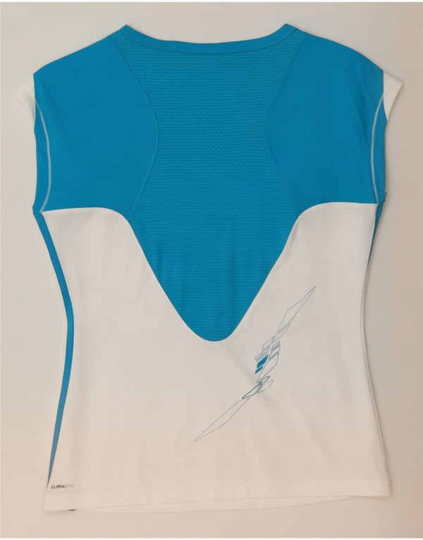 Женская футболка Adidas Climacool Top UK 18 XL, белый полиэстер с цветными блоками