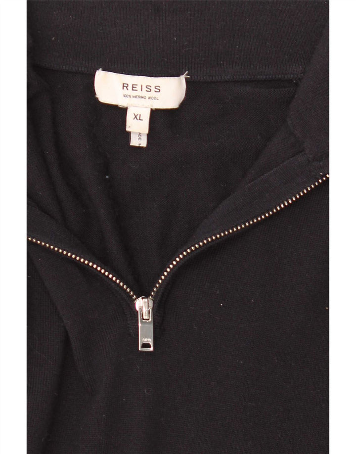Мужской свитер Reiss с воротником на молнии XL, черный, шерсть