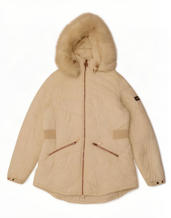 Женская стеганая куртка с капюшоном Barbour UK 16, большая белая