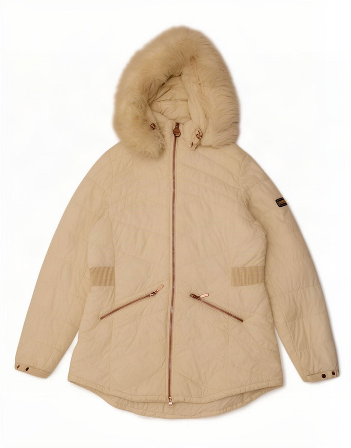Женская стеганая куртка с капюшоном Barbour UK 16, большая белая