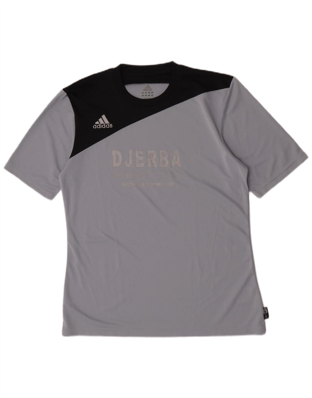 Мужская футболка Adidas Climalite с рисунком, верх среднего серого цвета, полиэстер с цветными блоками