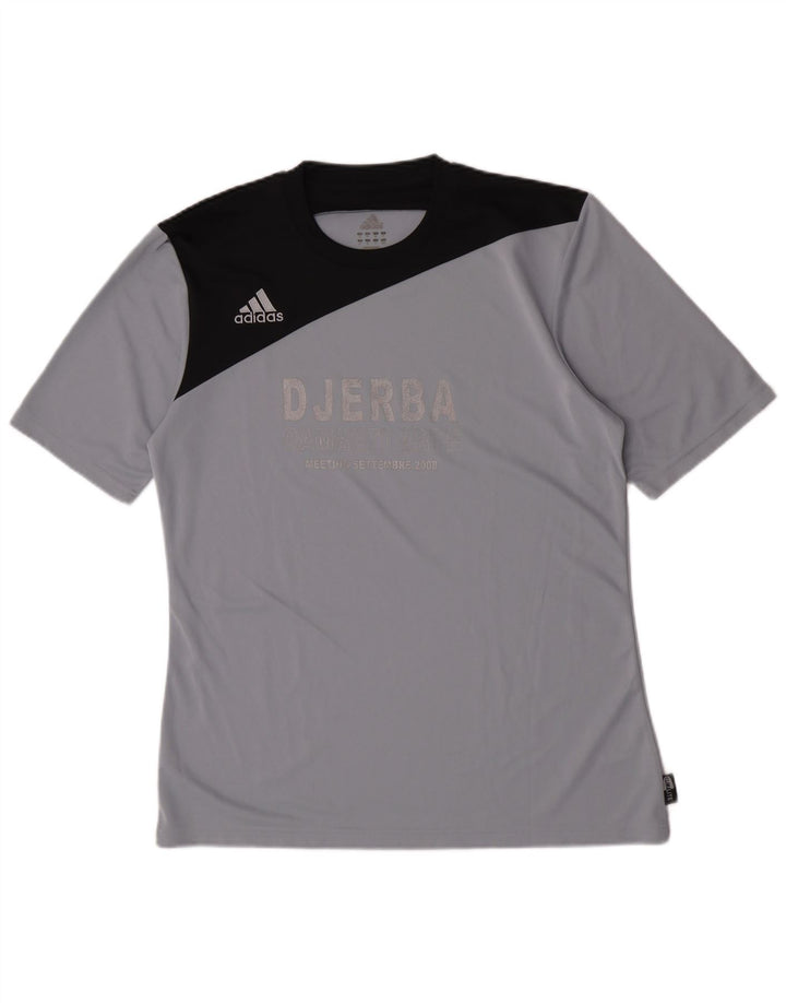 Мужская футболка Adidas Climalite с рисунком, верх среднего серого цвета, полиэстер с цветными блоками