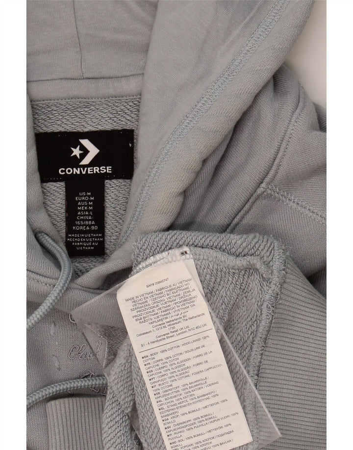 CONVERSE Womens Crop Hoodie Jumper UK 14 Medium Grey Cotton Vintage Converse and Second-Hand Converse from Messina Hembry 