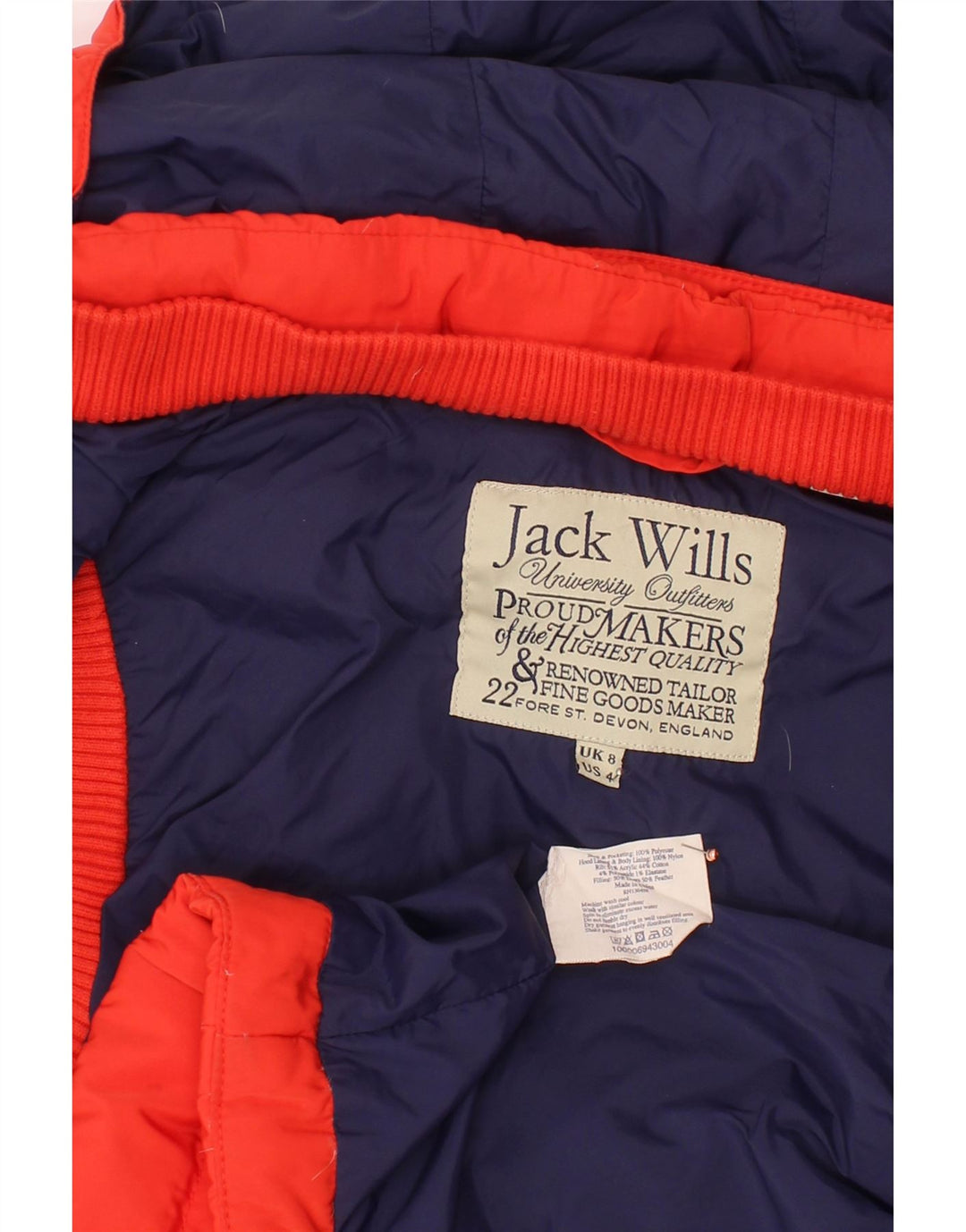 Женский утепленный жилет с капюшоном JACK WILLS UK 8, маленький красный из полиэстера