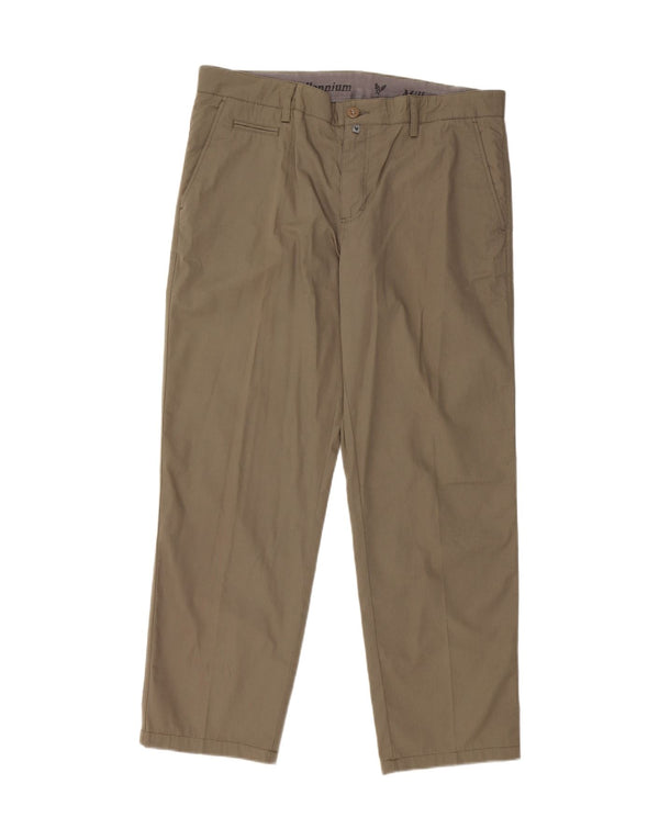 AVIREX Mens Straight Chino Trousers W34 L28 Khaki Cotton