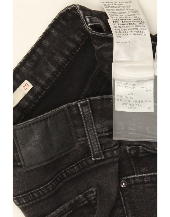 Женские потертые джинсы скинни LEVI'S W29 L30, черный хлопок