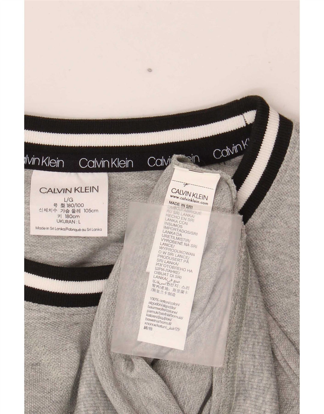 Мужской джемпер с круглым вырезом Calvin Klein, большой серый в полоску