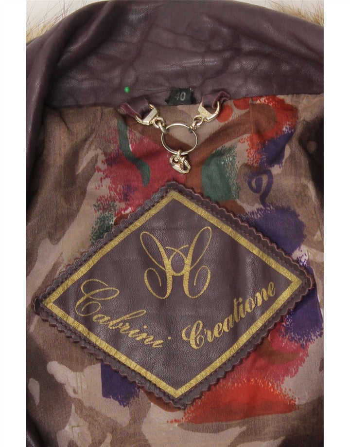 Женская кожаная куртка оверсайз с капюшоном Cabrini EU 40, кожа среднего фиолетового цвета