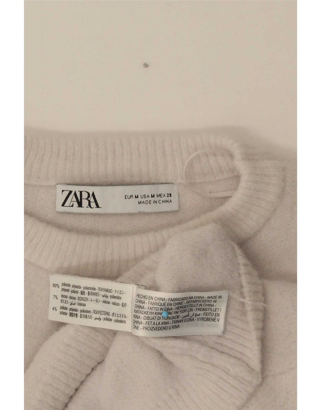 Женский укороченный джемпер с круглым вырезом Zara UK 14, средний серый цвет