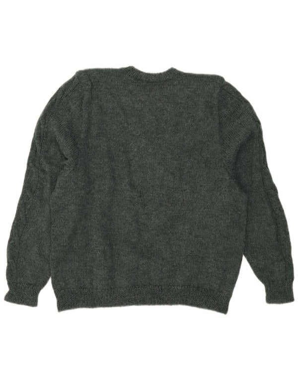 Винтажный женский джемпер с круглым вырезом с рисунком, Великобритания, 18 XL, зеленый цветочный принт