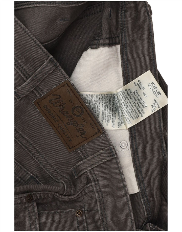 Мужские прямые джинсы Wrangler W40 L30 серого цвета, хлопок