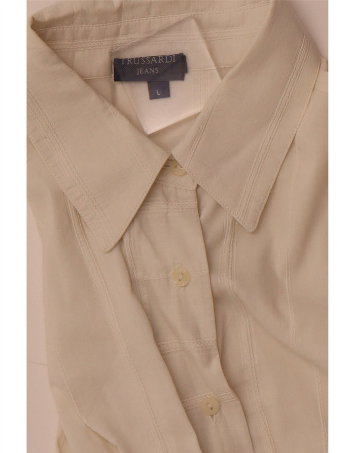 Женская блузка-рубашка TRUSSARDI JEANS UK 14, большая белая полоска