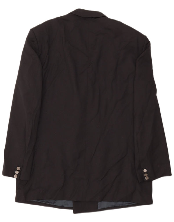 Винтажный мужской двубортный пиджак IT 54 2XL черный шерстяной