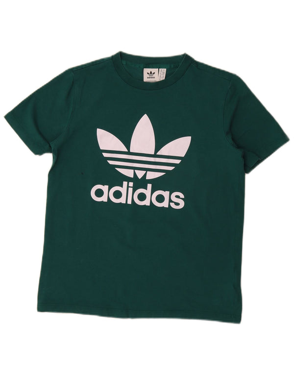 Adidas Womens Graphic T-Shirt Top UK 10 Small Green Cotton