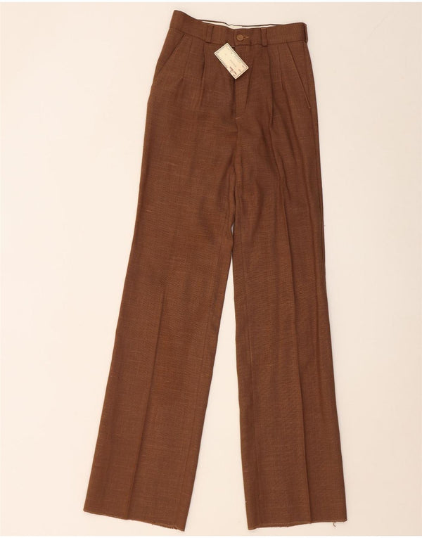 Gio Renzi Womens High Waist Pegged Suit Trousers IT 42 Medium W24 L34 Brown