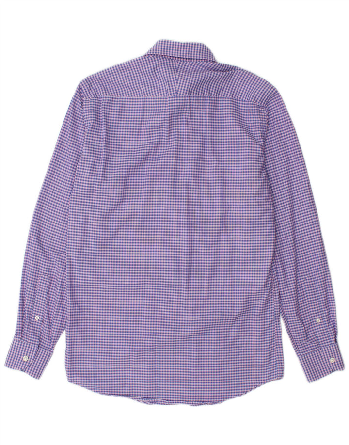 JAEGER Mens Slim Fit Shirt Size 15 Medium Purple Gingham Cotton