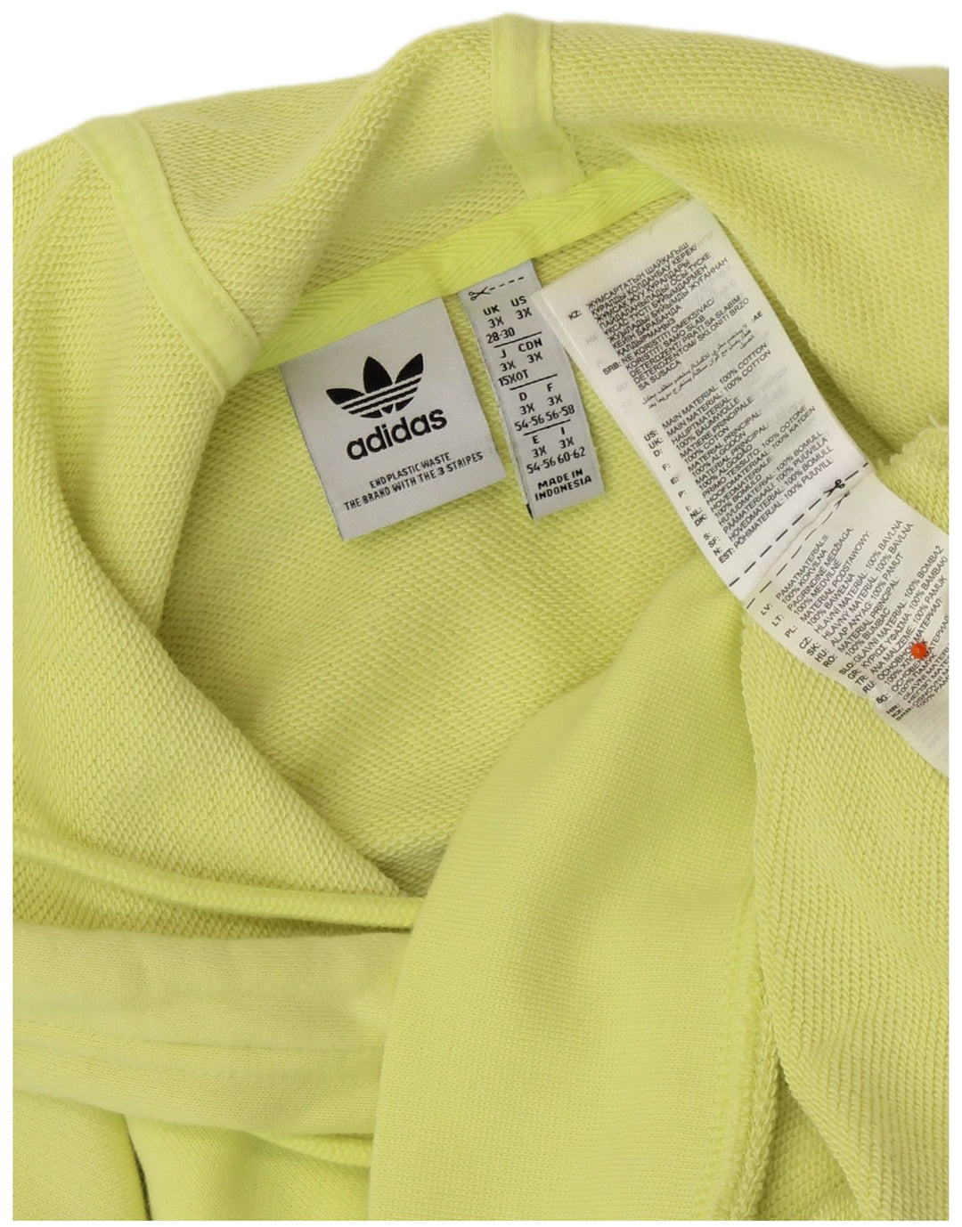 ADIDAS Женский джемпер с капюшоном оверсайз с короткими рукавами UK 28/30 3XL Желтый