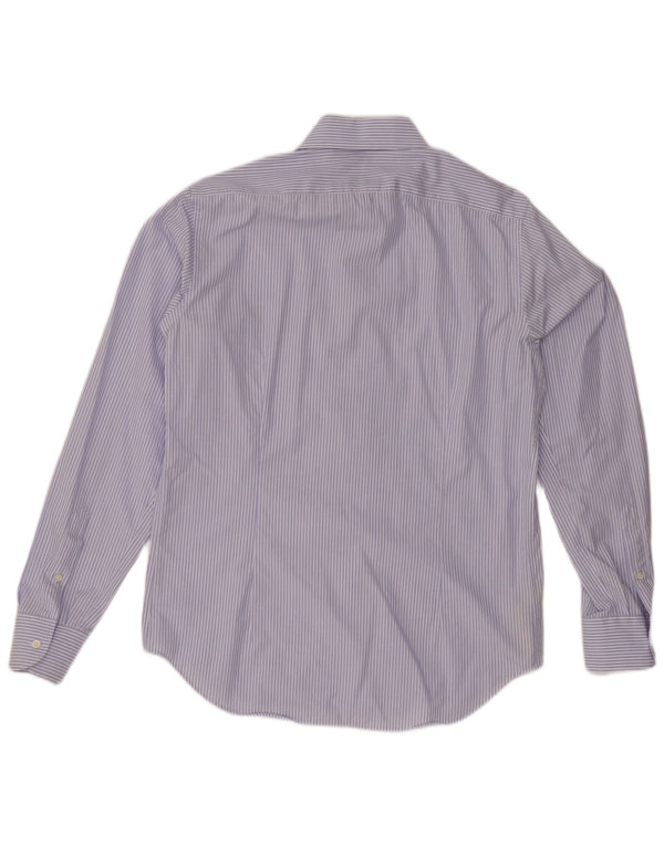 Мужская рубашка MASSIMO DUTTI, размер 15 38, средний синий в тонкую полоску, хлопок