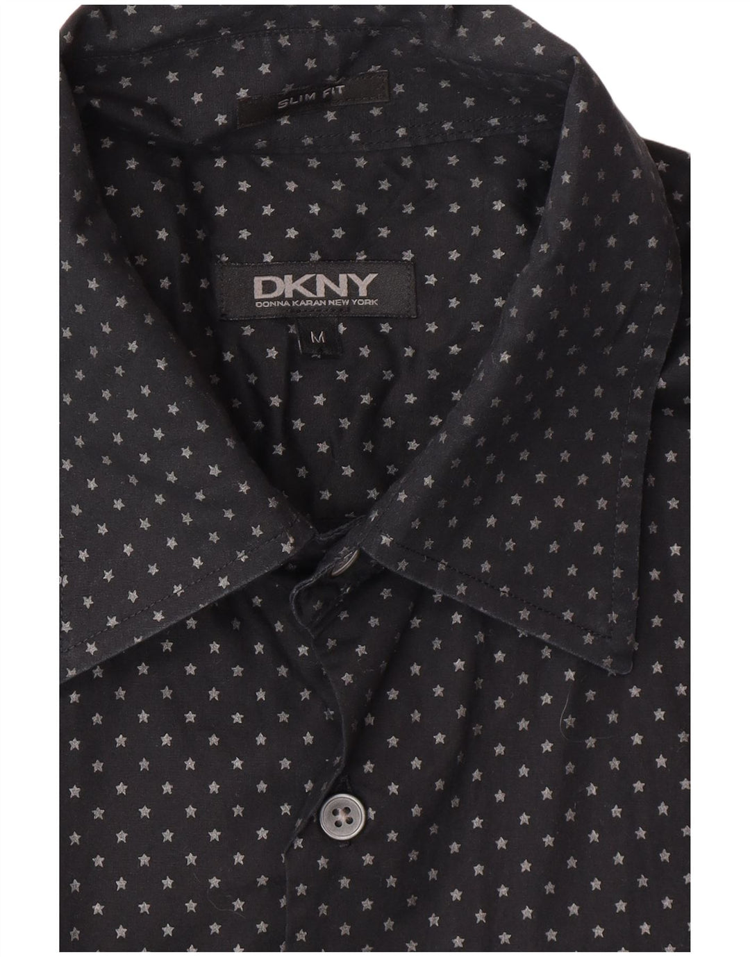 DKNY Мужская рубашка приталенного кроя среднего размера, черная в крапинку