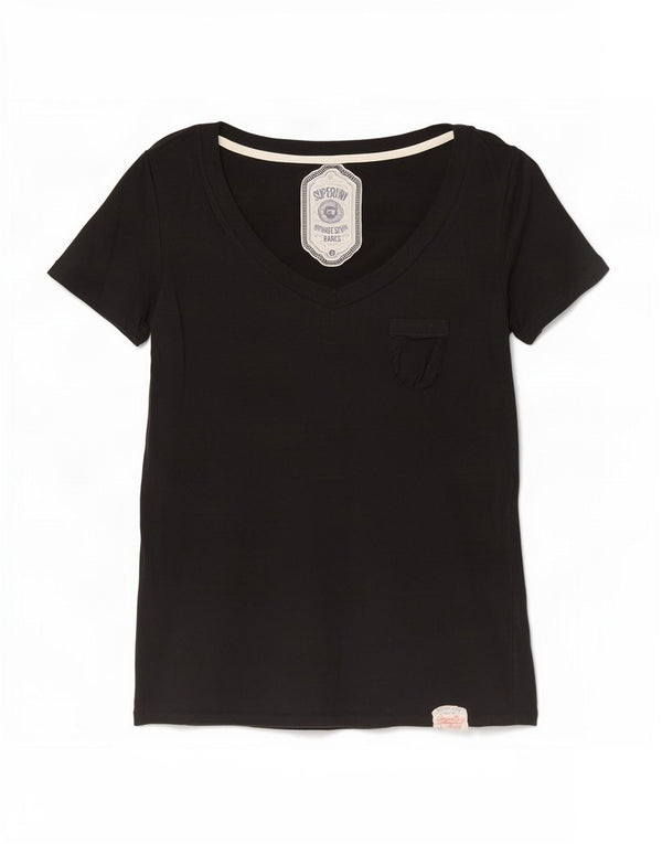 Женская футболка Superdry Top UK 10, маленькая, черный хлопок