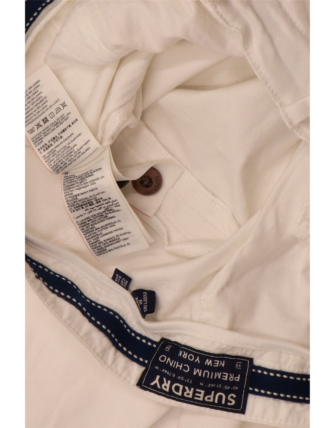 SUPERDRY Женские узкие брюки чинос UK 16, большие W34 L29, белый хлопок