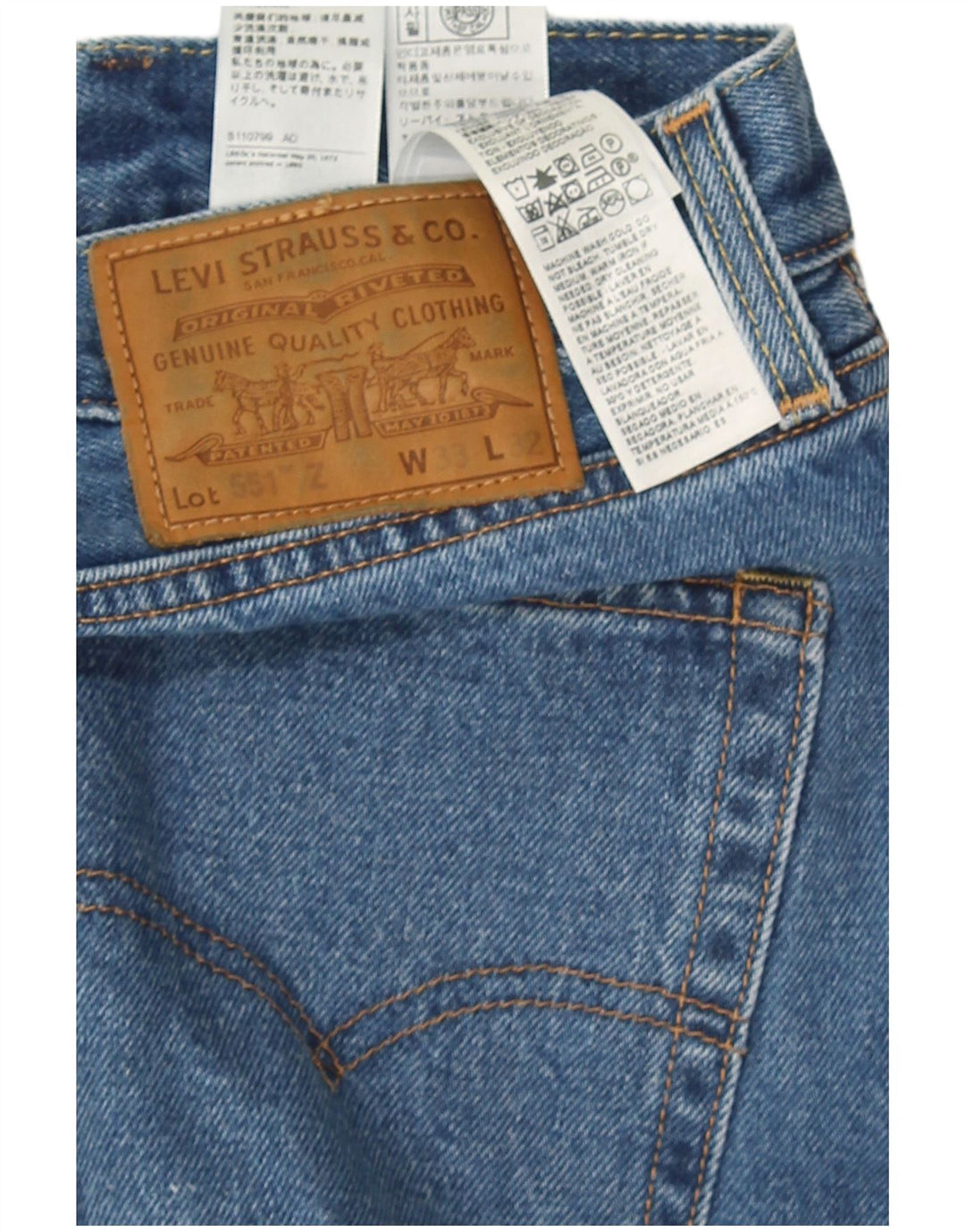 Мужские прямые джинсы Levi's 551 W33 L32 синие, хлопок
