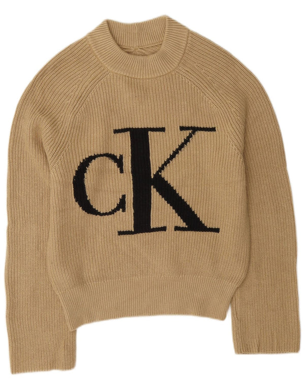 Женский джемпер с высоким воротником и рисунком Calvin Klein Jeans UK 6 XS Бежевый