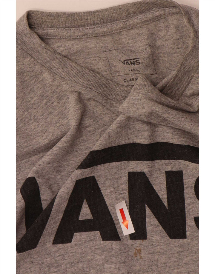 Мужской топ классического кроя с рисунком Vans, длинный рукав, большой серый хлопок с крапинками