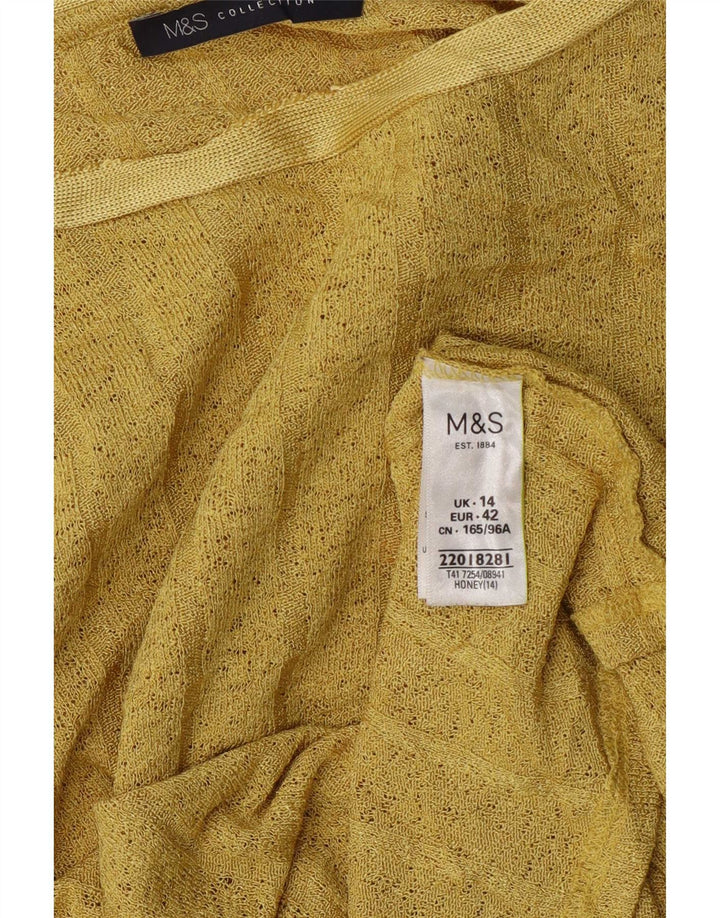 Женский топ с длинным рукавом Marks & Spencer UK 14, большой желтый полиэстер
