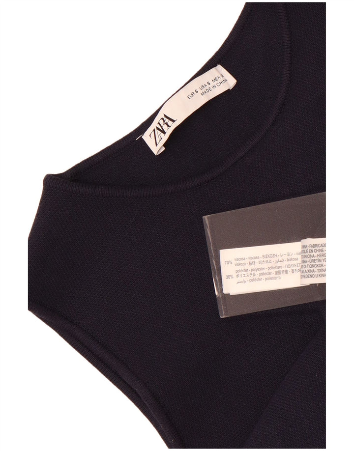 Женская туника оверсайз без рукавов Zara UK 10, маленький размер, темно-синий, вискоза