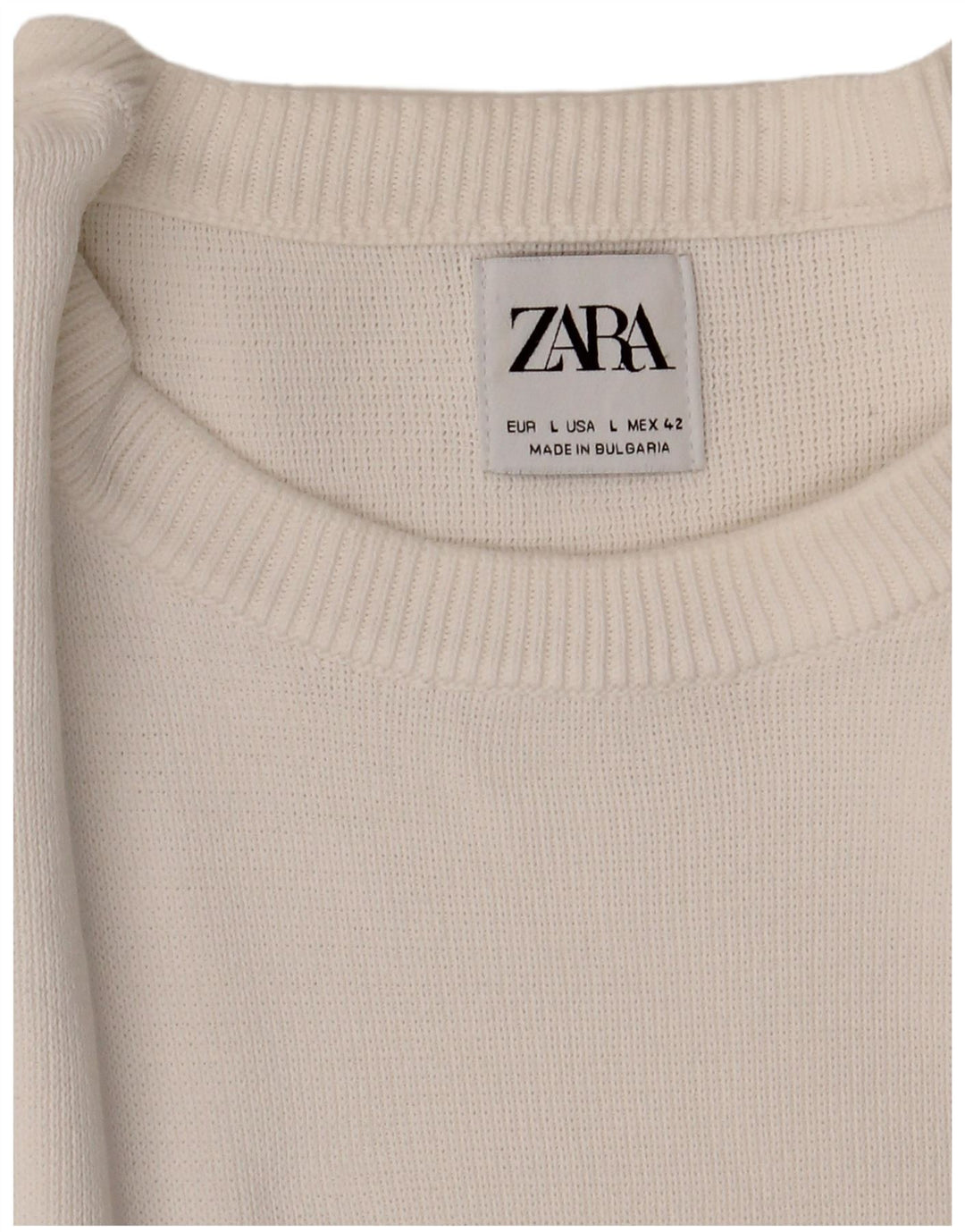 Мужской джемпер с круглым вырезом Zara, большой белый