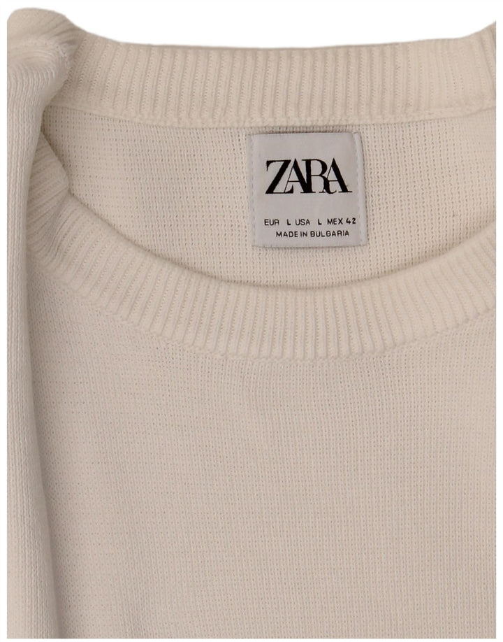 Мужской джемпер с круглым вырезом Zara, большой белый