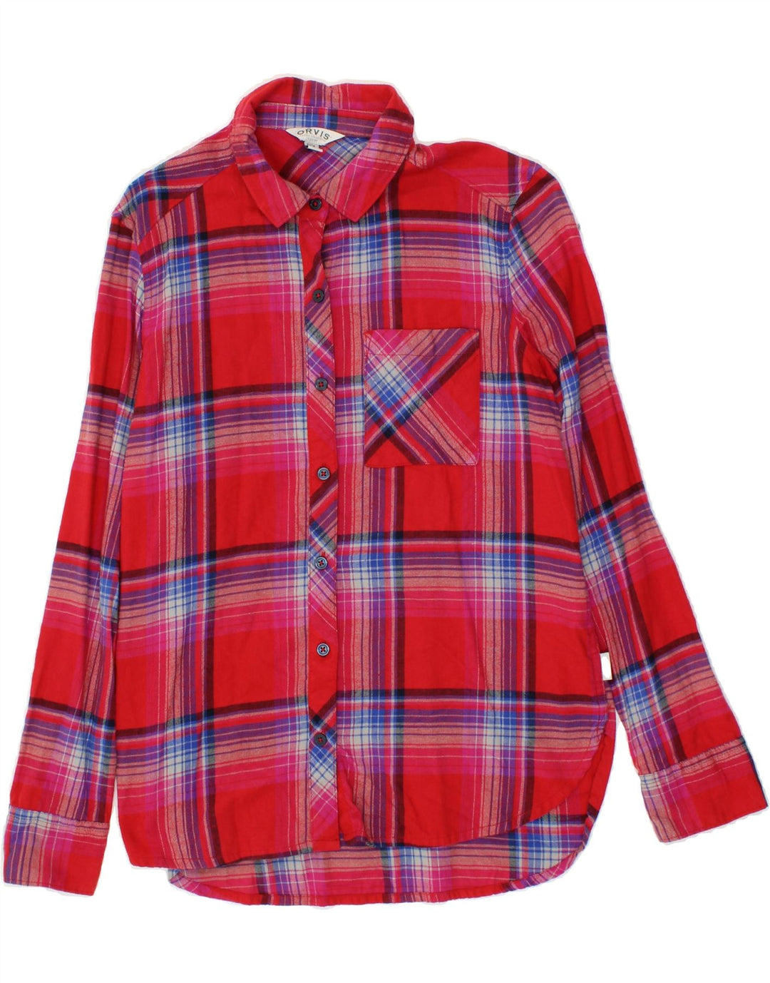 ORVIS Womens Flannel Shirt UK 10 Small Red Plaid Cotton Vintage Orvis and Second-Hand Orvis from Messina Hembry 