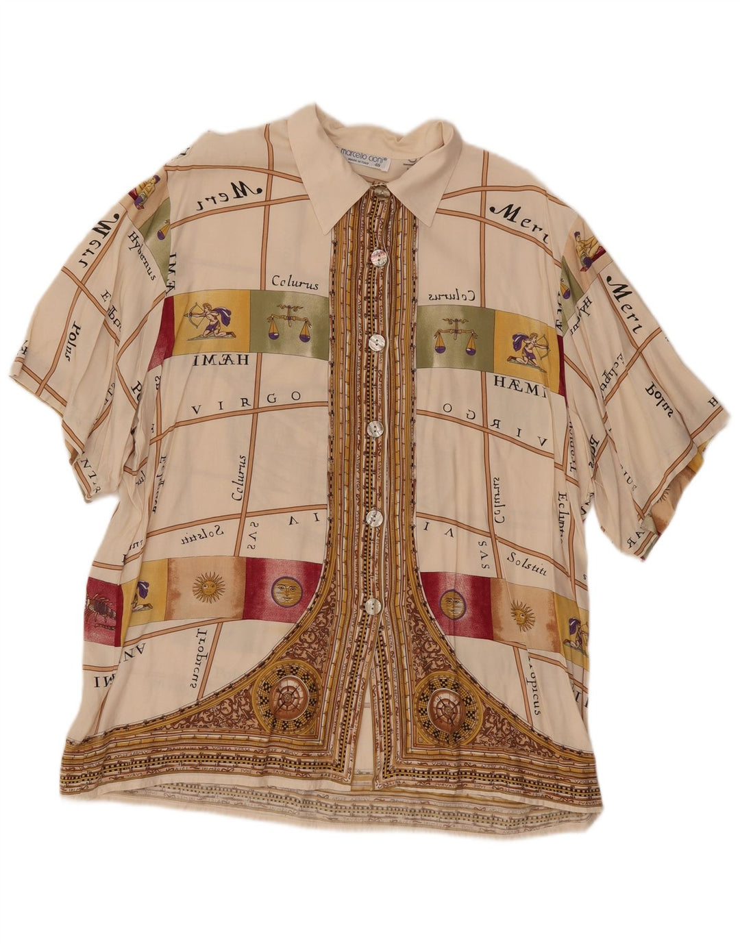 MARCELLO CIONI Женская блузка-рубашка с рисунком IT 48 XL Off White Colourblock