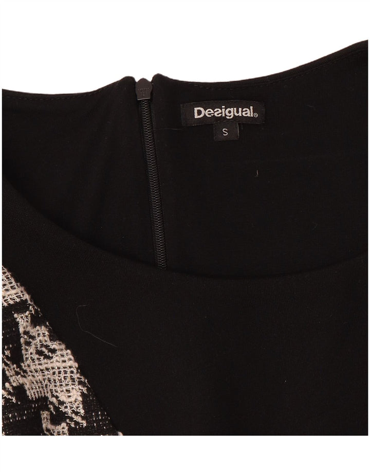 Женское платье-футляр с рукавом 3/4 Desigual UK 10 маленькое черное в стиле пэчворк
