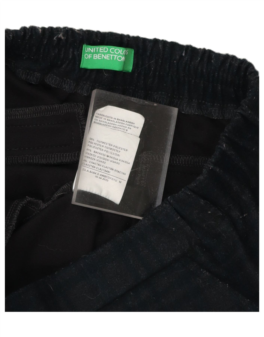 BENETTON Womens Straight Chino Trousers Medium W36 L26 Navy Blue Check Vintage Benetton and Second-Hand Benetton from Messina Hembry 