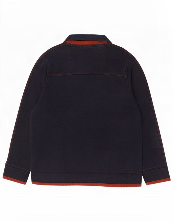 Fat Face Mens Zip Neck Sweatshirt Jumper Large Navy Blue Colourblock Cotton