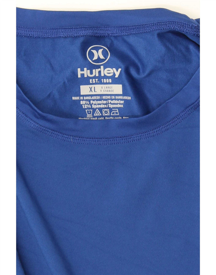 Мужской топ с рисунком Hurley, длинный рукав XL, синий полиэстер
