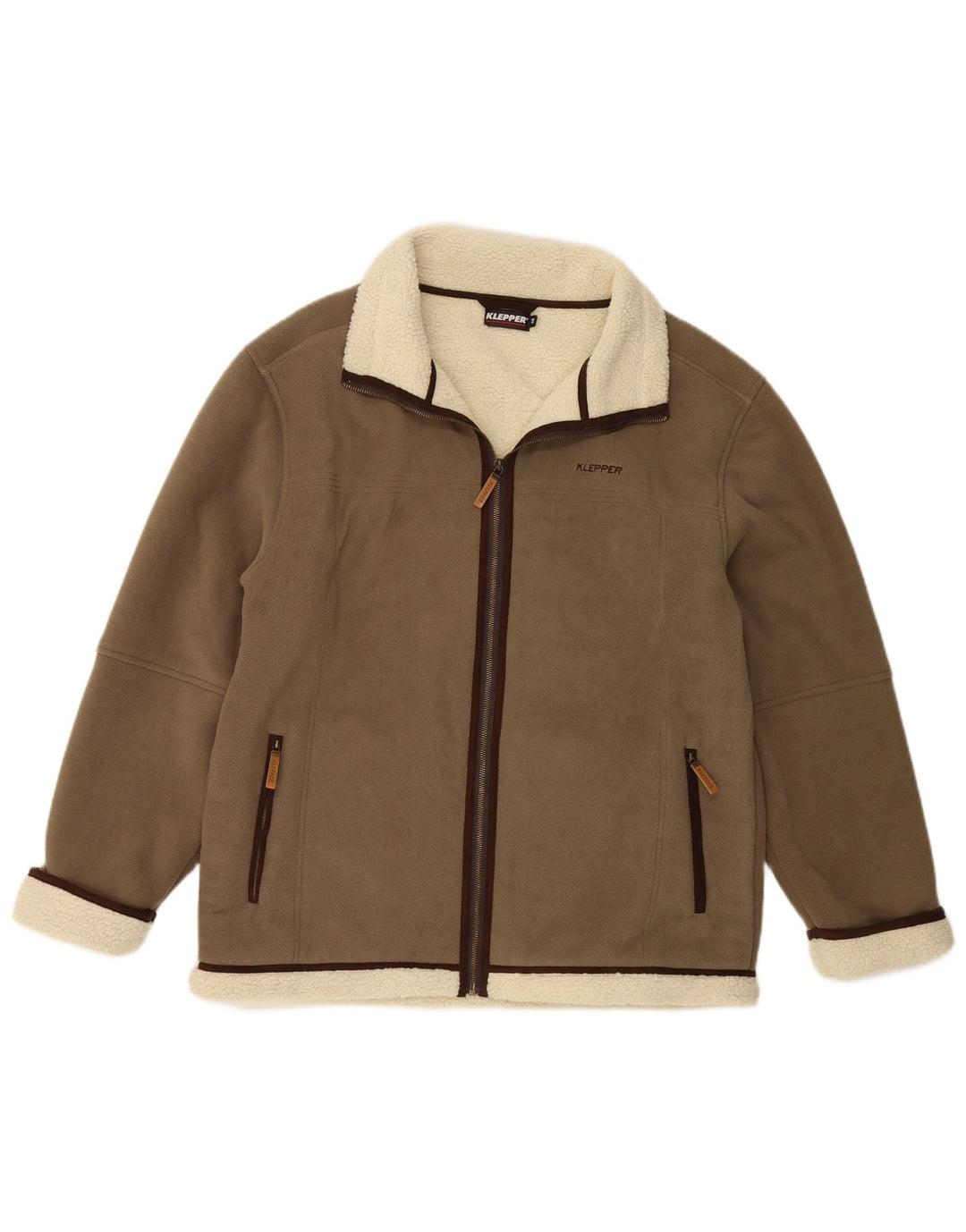 KLEPPER Мужская флисовая куртка из шерпа IT 56 3XL Хаки Полиэстер