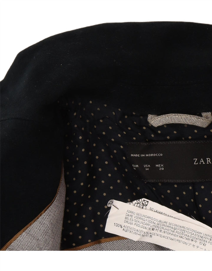 Женский пиджак Zara на 1 пуговице UK 12, средний темно-синий из ацетата