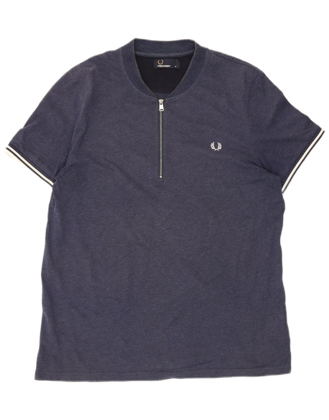 Мужская футболка Fred Perry с воротником на молнии, средний темно-синий в полоску