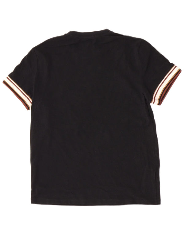 Мужская футболка Fred Perry Top среднего размера из хлопка с цветными блоками черного цвета