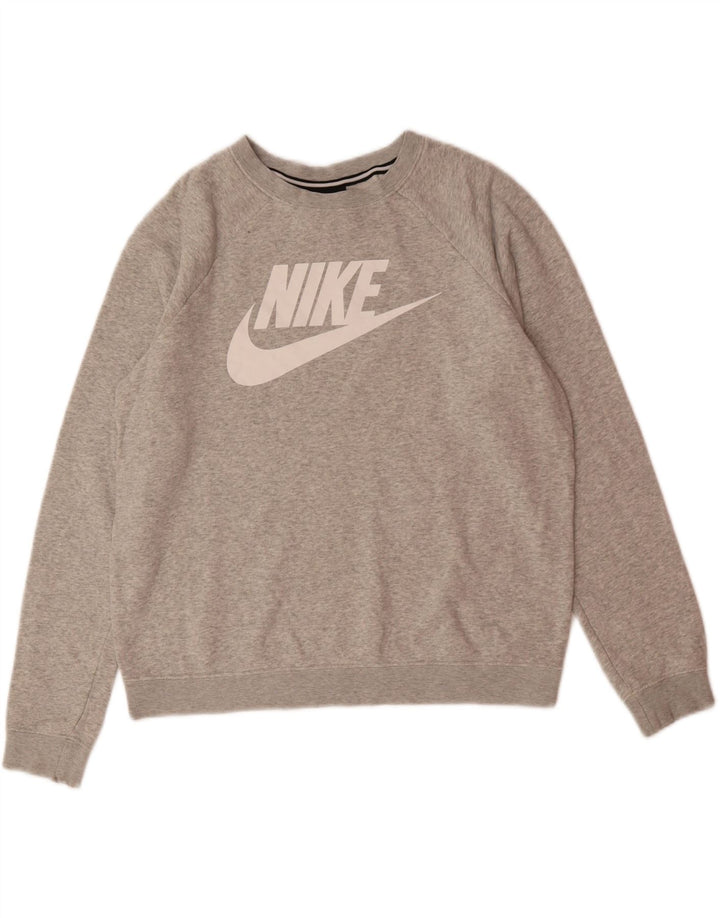 NIKE Womens Graphic Sweatshirt Jumper UK 14 Medium Grey Cotton Vintage Nike and Second-Hand Nike from Messina Hembry 