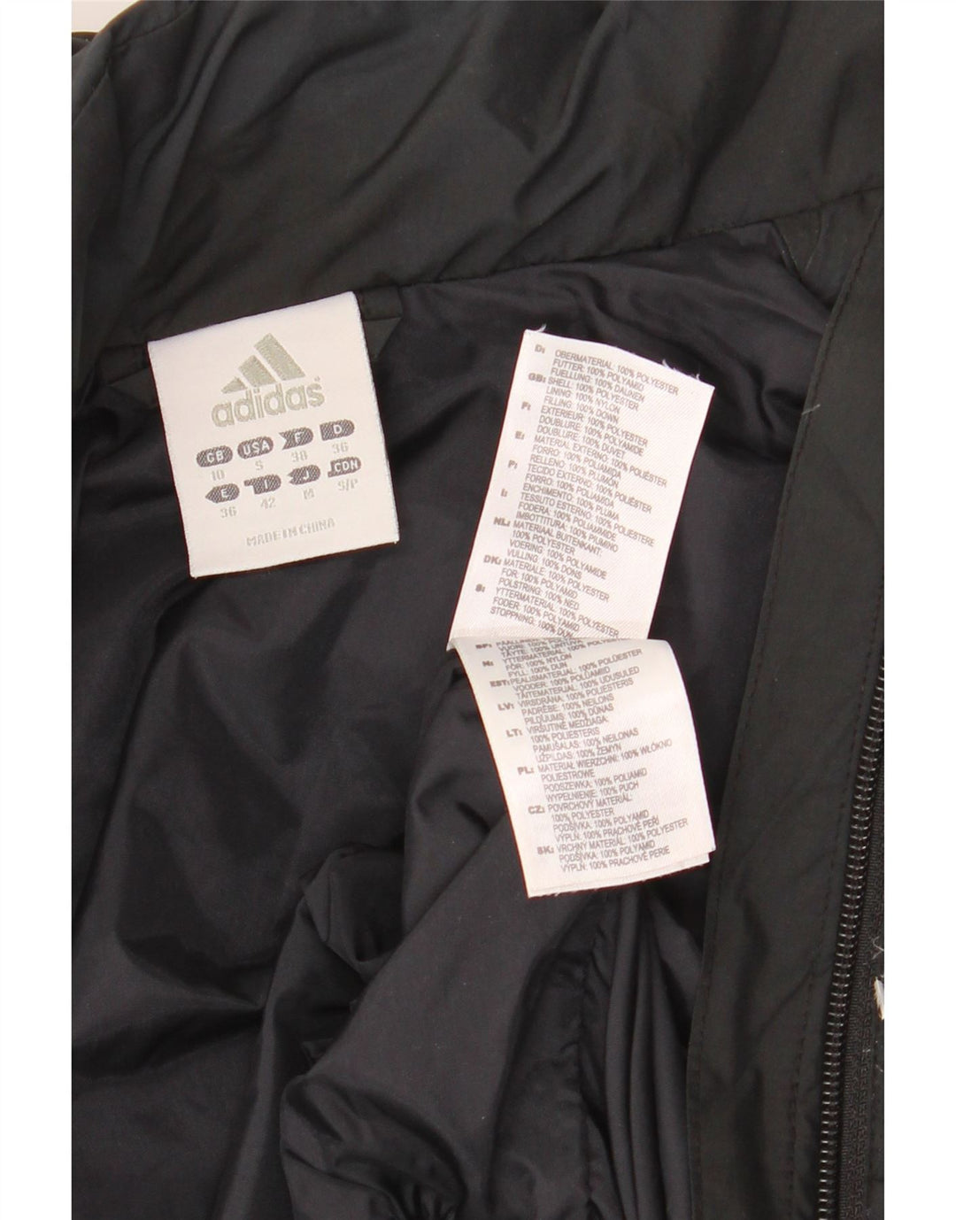 Женская утепленная куртка оверсайз с капюшоном ADIDAS UK 10, маленький черный полиэстер